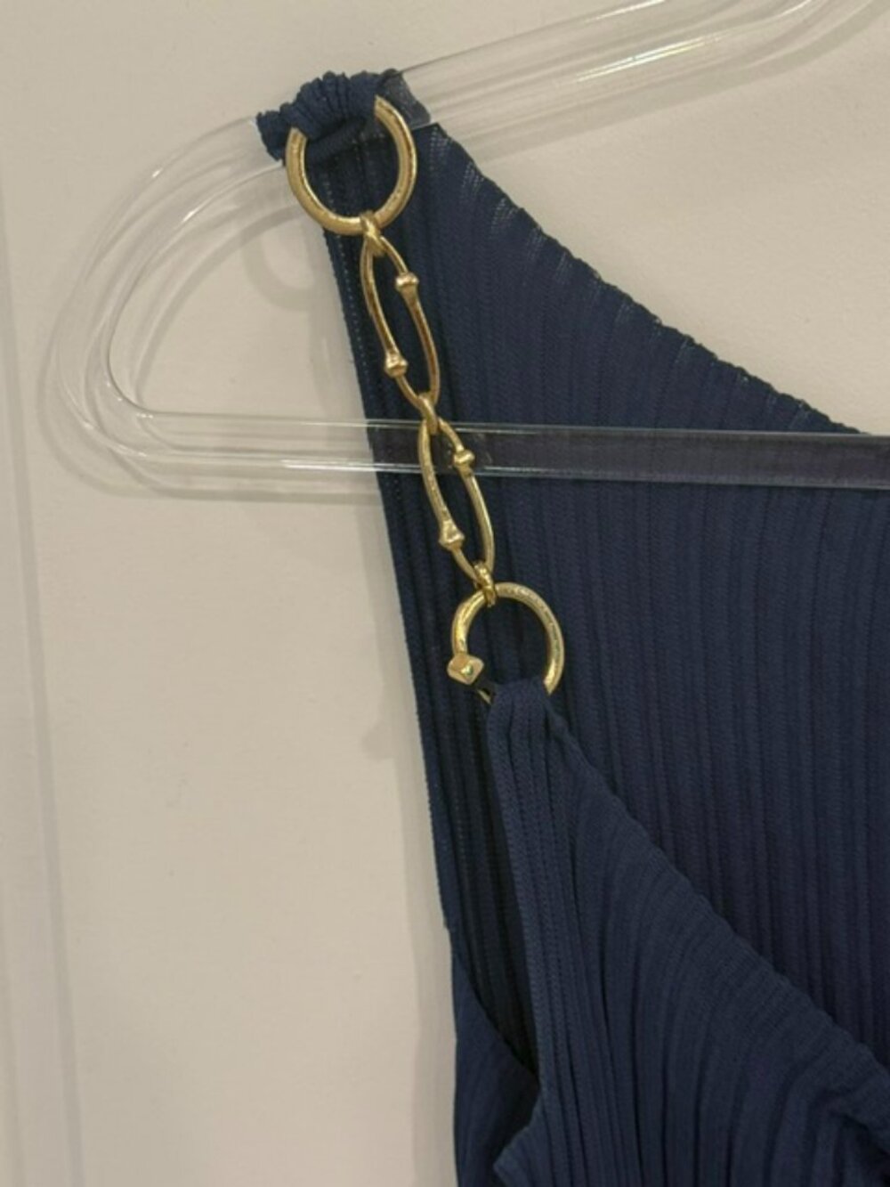 Gucci Navy Blue Mini Dress with Gold Chain Straps - Picture 4 of 7